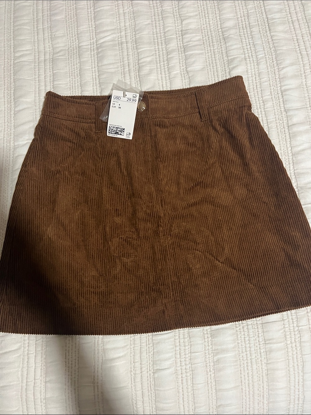 H&M Brown Corduroy Mini Skirt